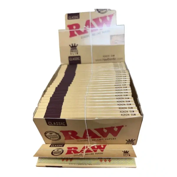 מארז 50 י'ח ניירות גלגול RAW בלי פילטר | RAW Slim Rolling Papers
